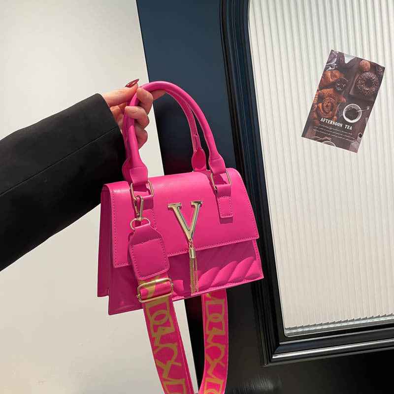 Womens Fashion Solid-Color Tassel Crossbody Bag
