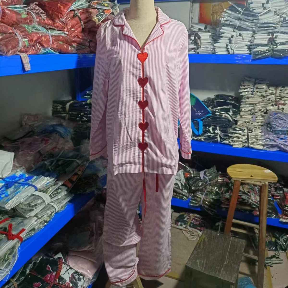 Spring New Korean-style Couple Pajamas Striped Long-sleeve