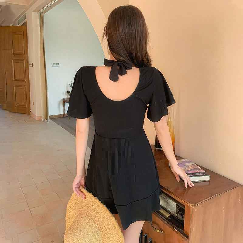 Womens Figure-Flattering Modest One-Piece Skirted Spa Swimsuit