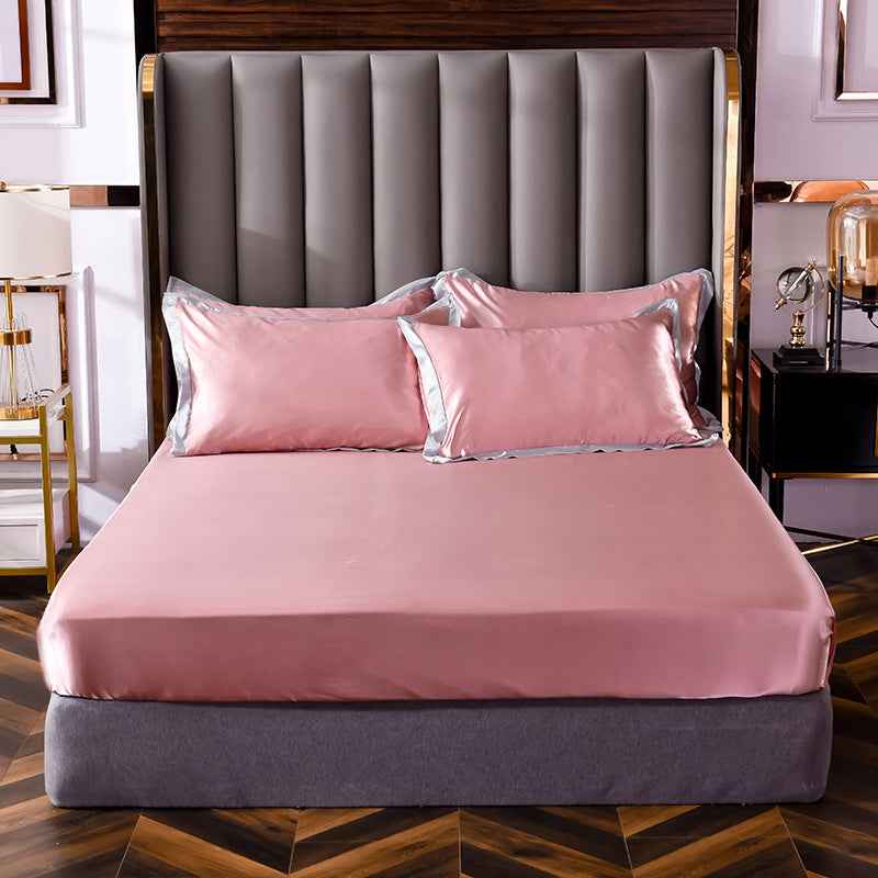 Popular Washed Silk Fitted Sheet Solid Color Home Textile Fitted Sheet