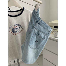 Designer Bow-Embroidered Denim Shorts For Women