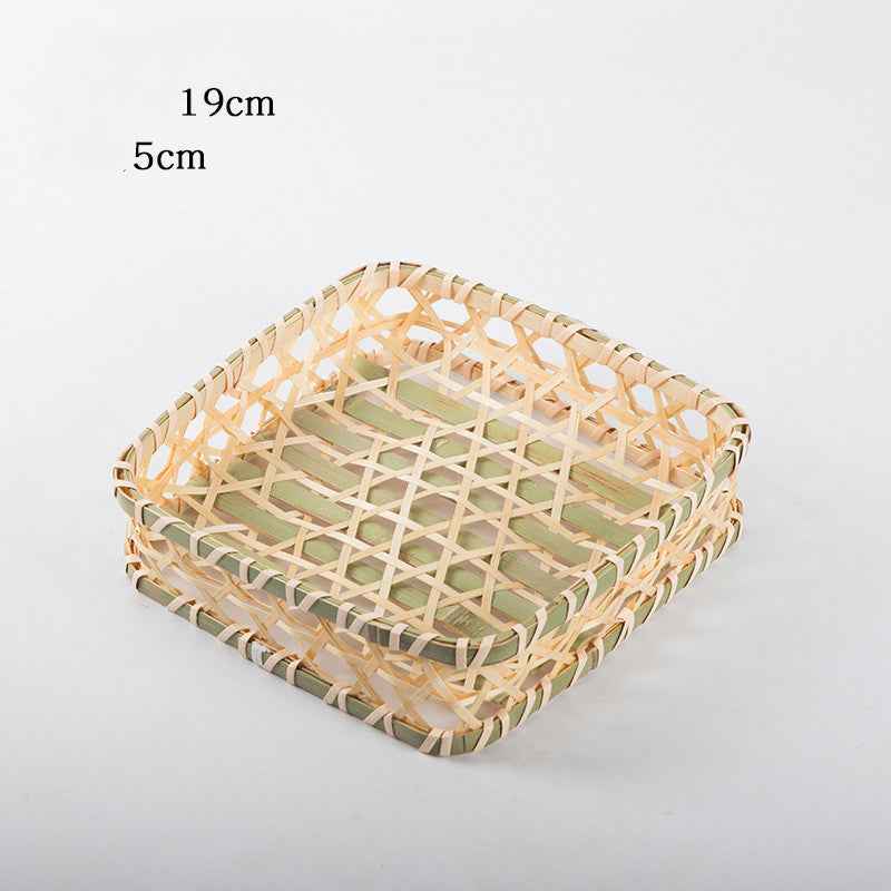 Hand-woven Mini Fruit Basket Grid Small Bamboo Basket Fruit Basket Small Basket