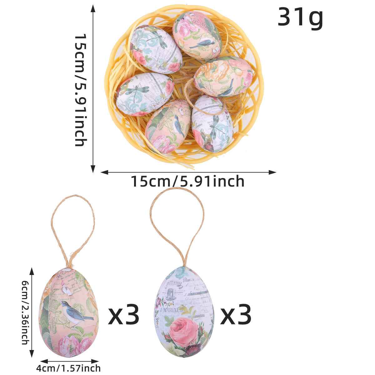 Easter Egg Ornaments Diy Knitted Basket Painted