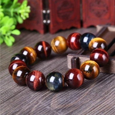 Tiger Eye Bracelet Natural Crystal Stone Buddha Bead Bracelet by Mirlaine Univers