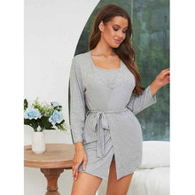 Modal Cotton Ribbed Camisole Nightgown Three-Piece Loungewear Set Sexy Pajamas