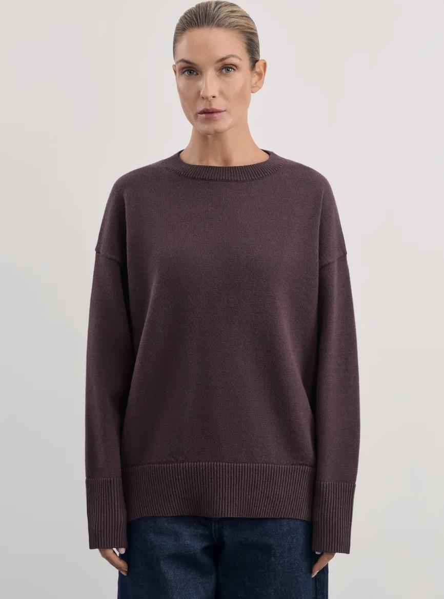 Women's Knitted Round Neck Solid Color Loose Fashion Sweater