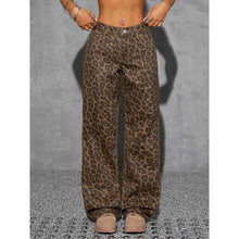 Retro Leopard Print High-waist Jeans