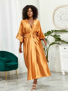 Women's Fashion Plus-Size Satin Long-Sleeve Dress
