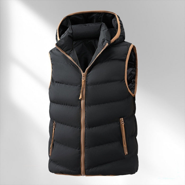 Mens Loose-Fit Down-Padded Hooded Vest