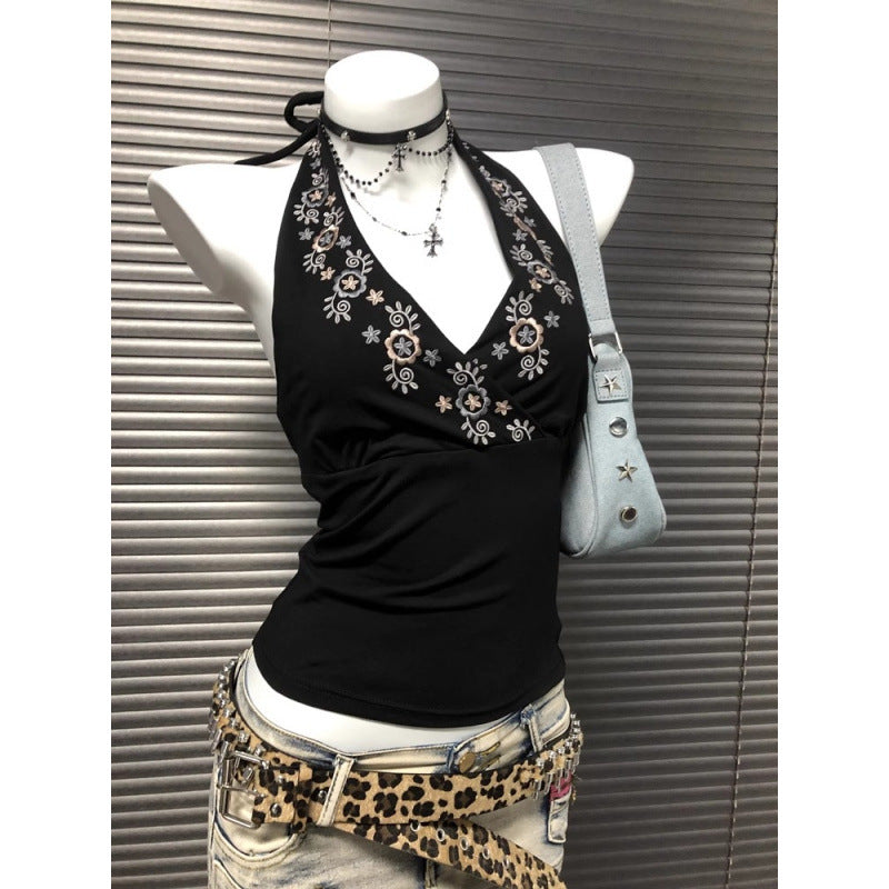Niche Black V-Neck Embroidered Halter Backless Sophisticated Vintage Top by Mirlaine Univers Niche Black V-Neck Embroidered Halter Backless Sophisticated Vintage Top Mirlaine Univers niche-black-v-neck-embroidered-halter-backless-sophisticated-vintage-top 0 Niche Black V-Neck Embroidered Halter Backless Sophisticated Vintage Top Mirlaine Univers Niche Black V-Neck Embroidered Halter Backless Sophisticated Vintage Top