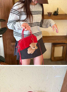 Suede And Sheepskin Mini Square Bag