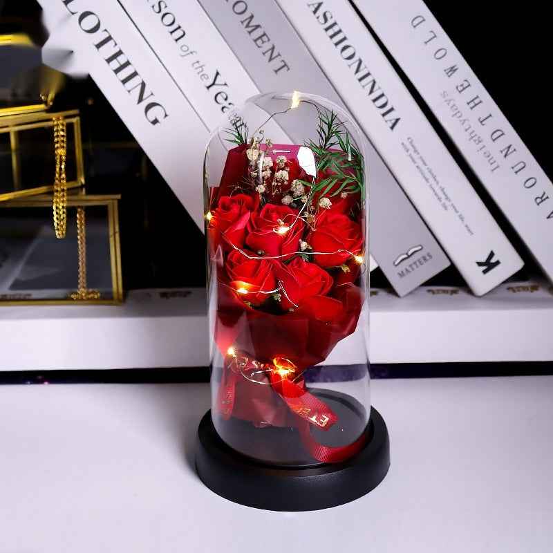 Preserved Fresh Flower Rose Bouquet Plastic Cover Valentine's Day Decoration
