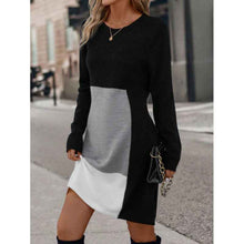 European And American-style Patchwork Knit Regular-fit Dress