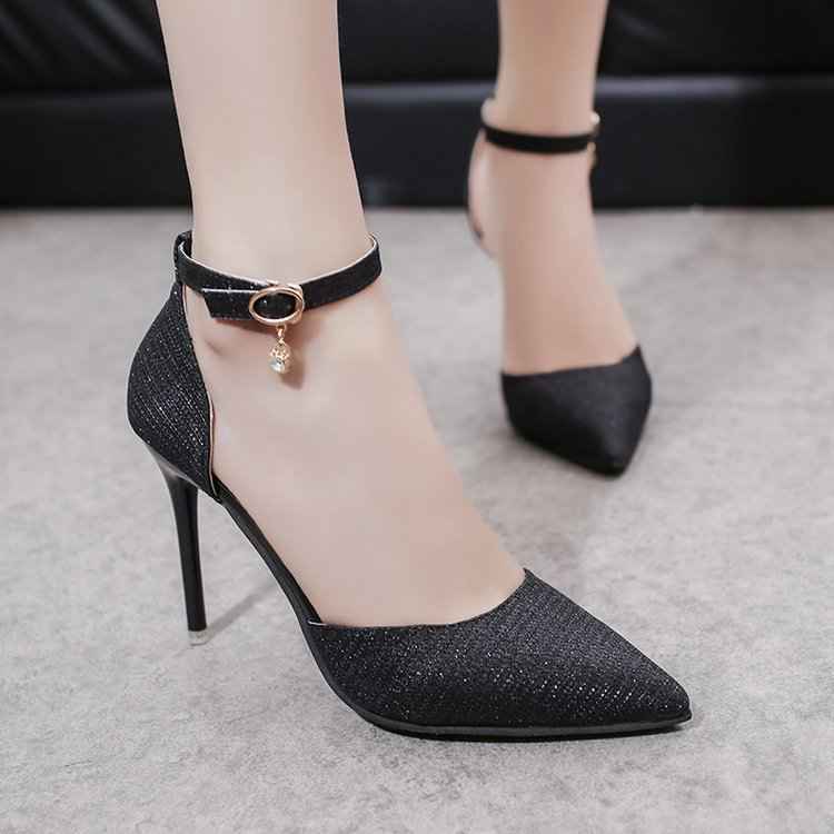 Sandals Women Beaded Buckle Pointed Heel