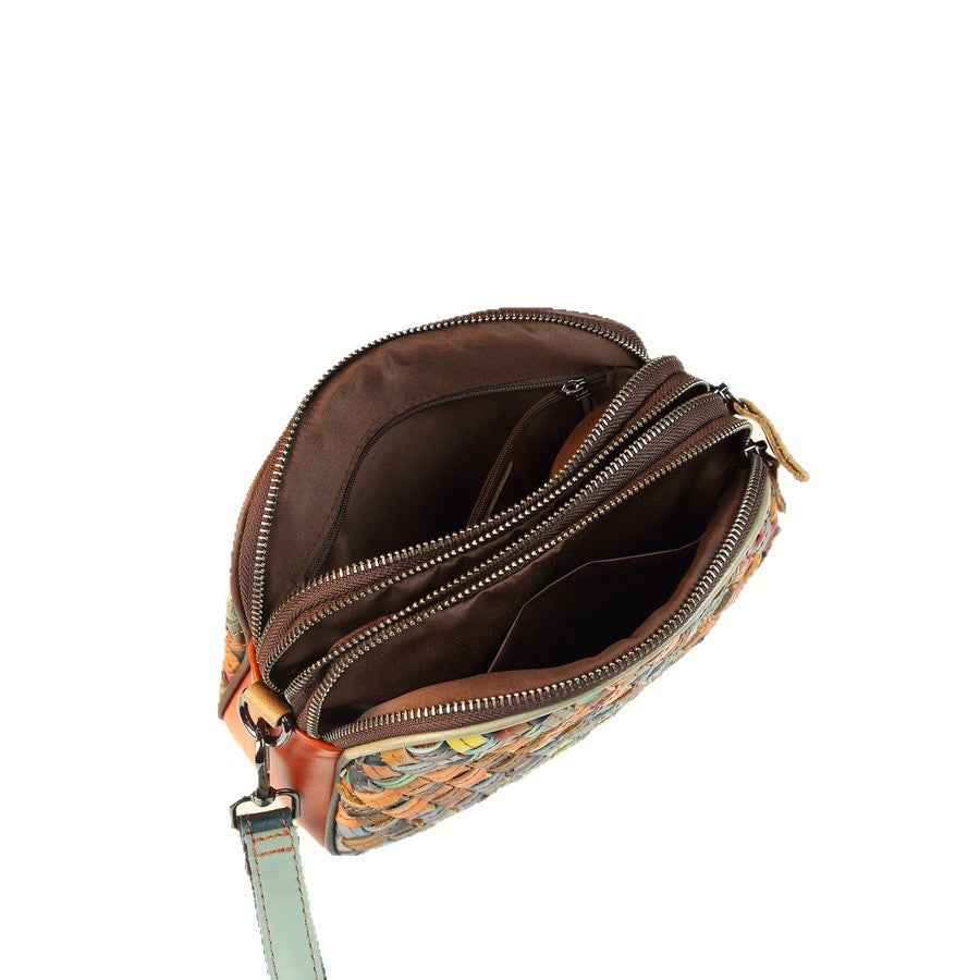 Womens Fashionable Genuine Leather Woven Shoulder Crossbody Bag