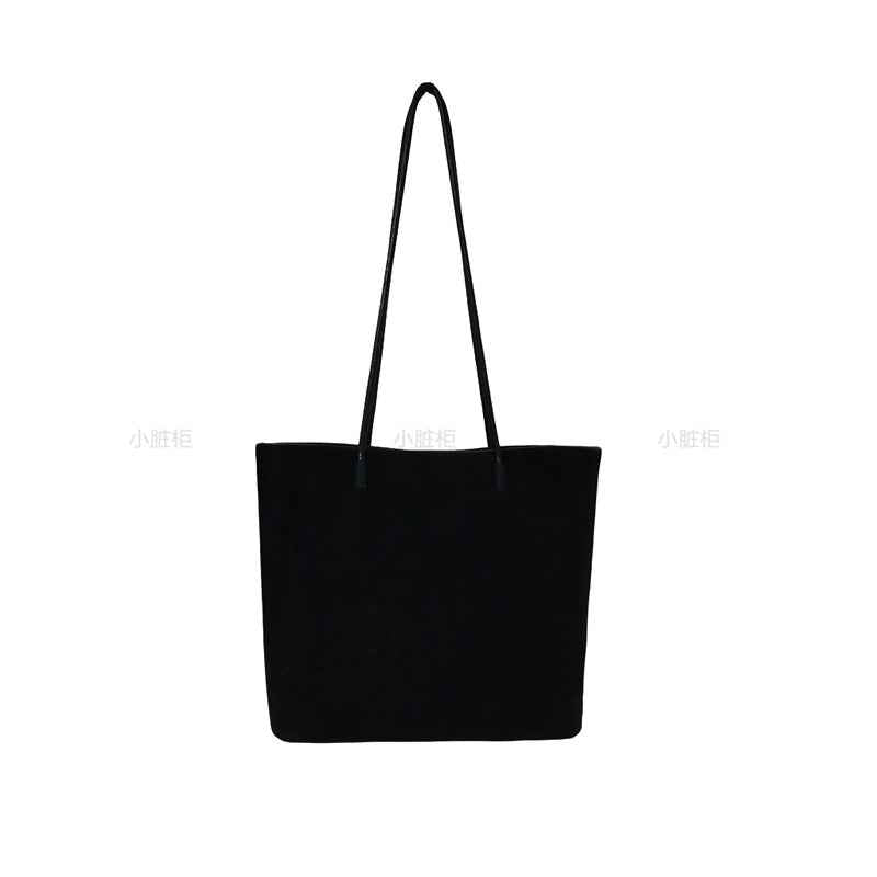 Retro Suede-Like Fabric Simple Handheld Shoulder Tote Bag
