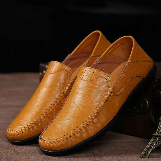 Men's Casual Leather Shoes Lightweight And Versatile British-style Round Toe