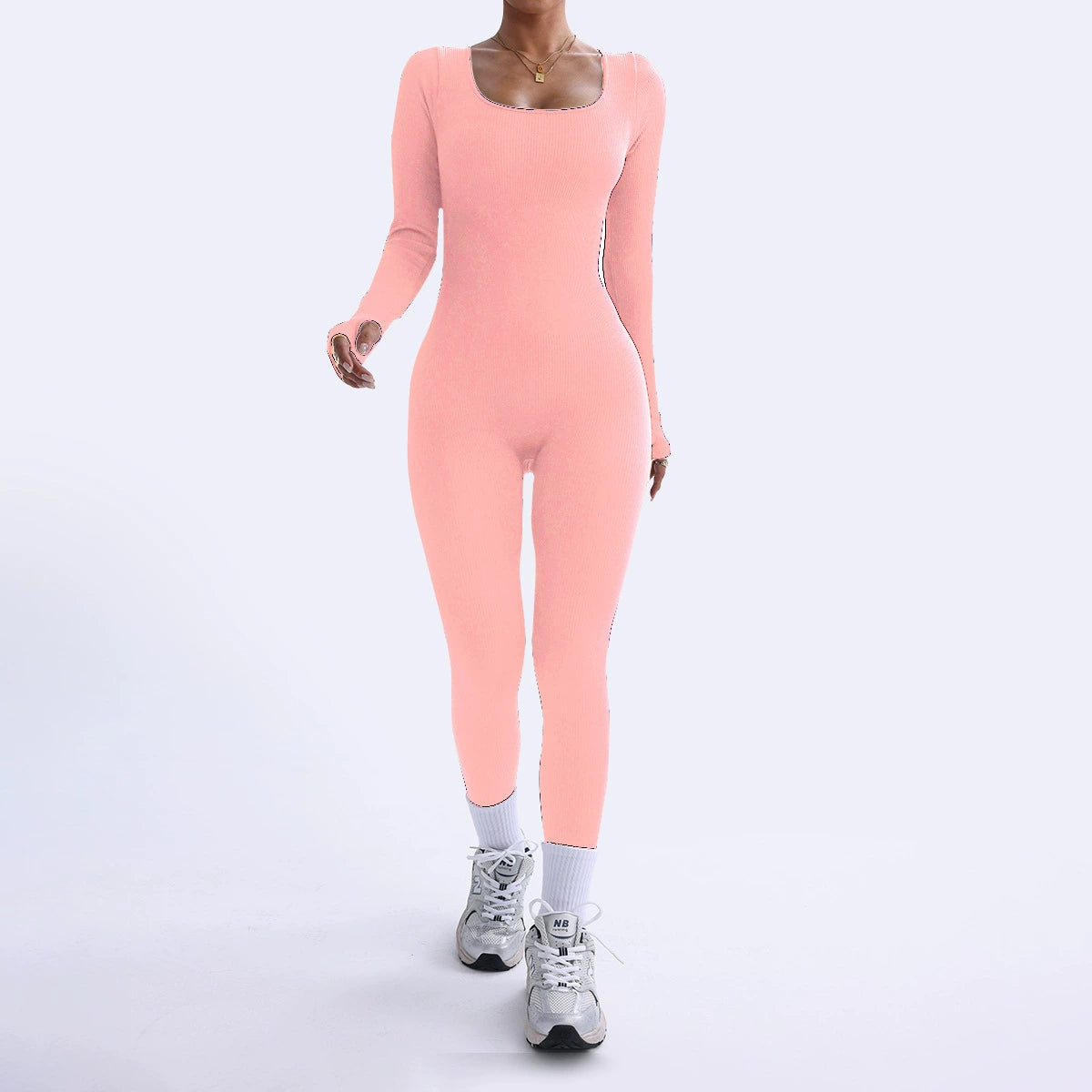 Threaded Square Collar Buttocks Slim Jumpsuit by Mirlaine Univers