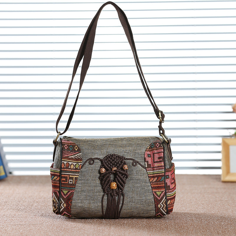 Vintage Canvas Crossbody Bag In Chinese Style by Mirlaine Univers