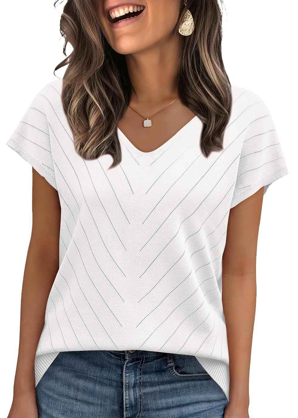 Sleeve Sweater V-Neck Trendy Cutout Casual Knitted Womens