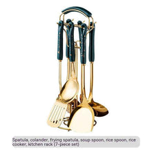 Light Luxury Kitchenware Cooking Seven-piece Ceramic Handle Stainless Steel Kitchen Supplies