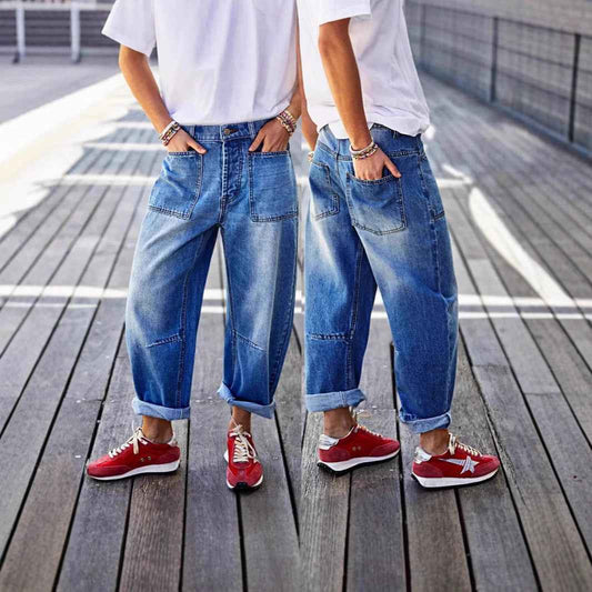 Mid-rise Boot-cut Cropped Denim Jeans