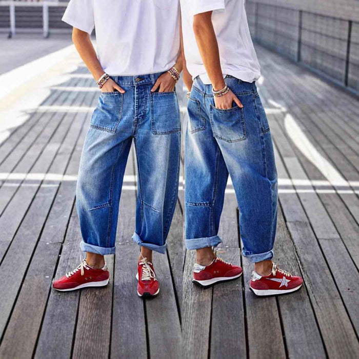 Mid-rise Boot-cut Cropped Denim Jeans