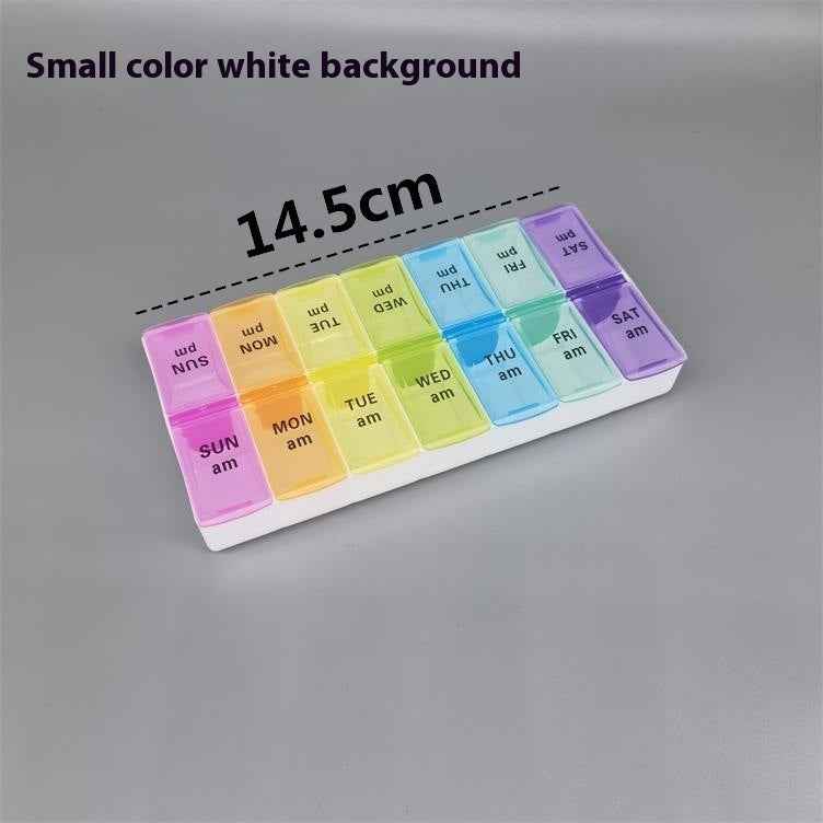 Big Small Size 14 Grid Week Pill Box Morning And Evening Color Week Pill Box Printing Russian English