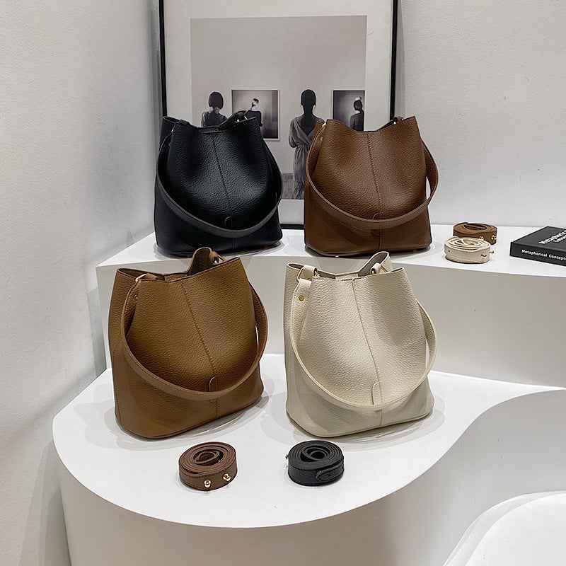Sophisticated Winter Bucket Bag Set A Versatile Minimalist Single-shoulder Crossbody Bag