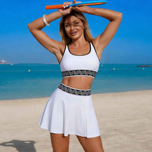 Women's Solid-Colored Webbing Sports Bikini Two-Piece Swimsuit