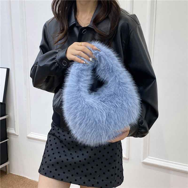 Womens Versatile Simple Plush Tote Bag