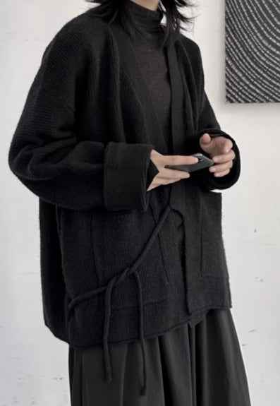 Small Niche Yamamoto Japanese Style Dark Style Loose Sweater Cardigan For Women