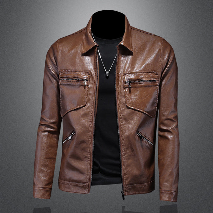 Men's Fashion Fit Slim Fit Leather Jacket Motorcycle Vest For Spring And Autumn