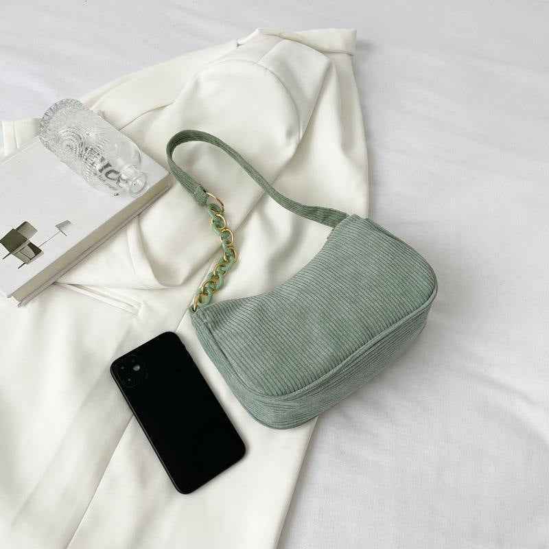 Artistic Fabric Bag Minimalist Casual Corduroy Single-shoulder Bag For Women