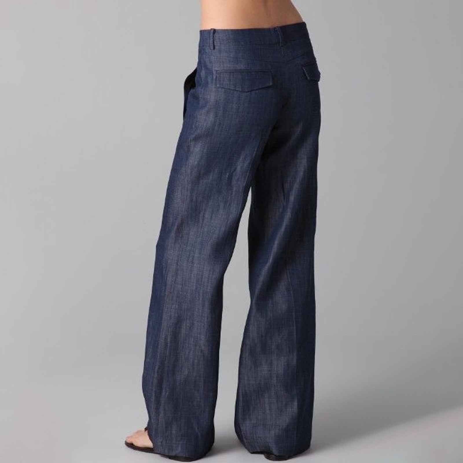 Womens Retro Striped Cotton-Linen Casual Pants