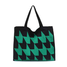 Knitted Womens Handbag With Patchwork Yarn