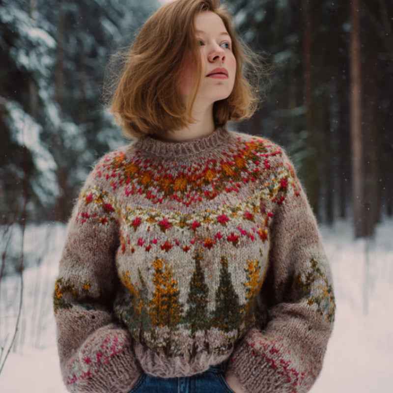 Printed Round-neck Hoodie With Striped Patch Design