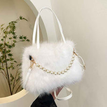 Womens Versatile Fashionable Furry Tote Bag