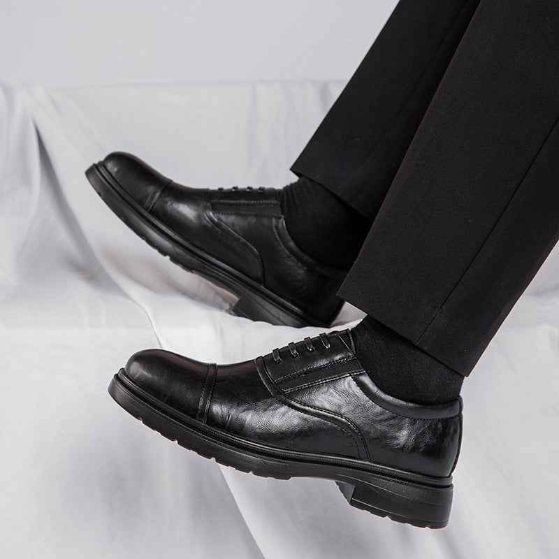 Genuine Leather Men's Leather Shoes Increased Casual Soft Bottom Super