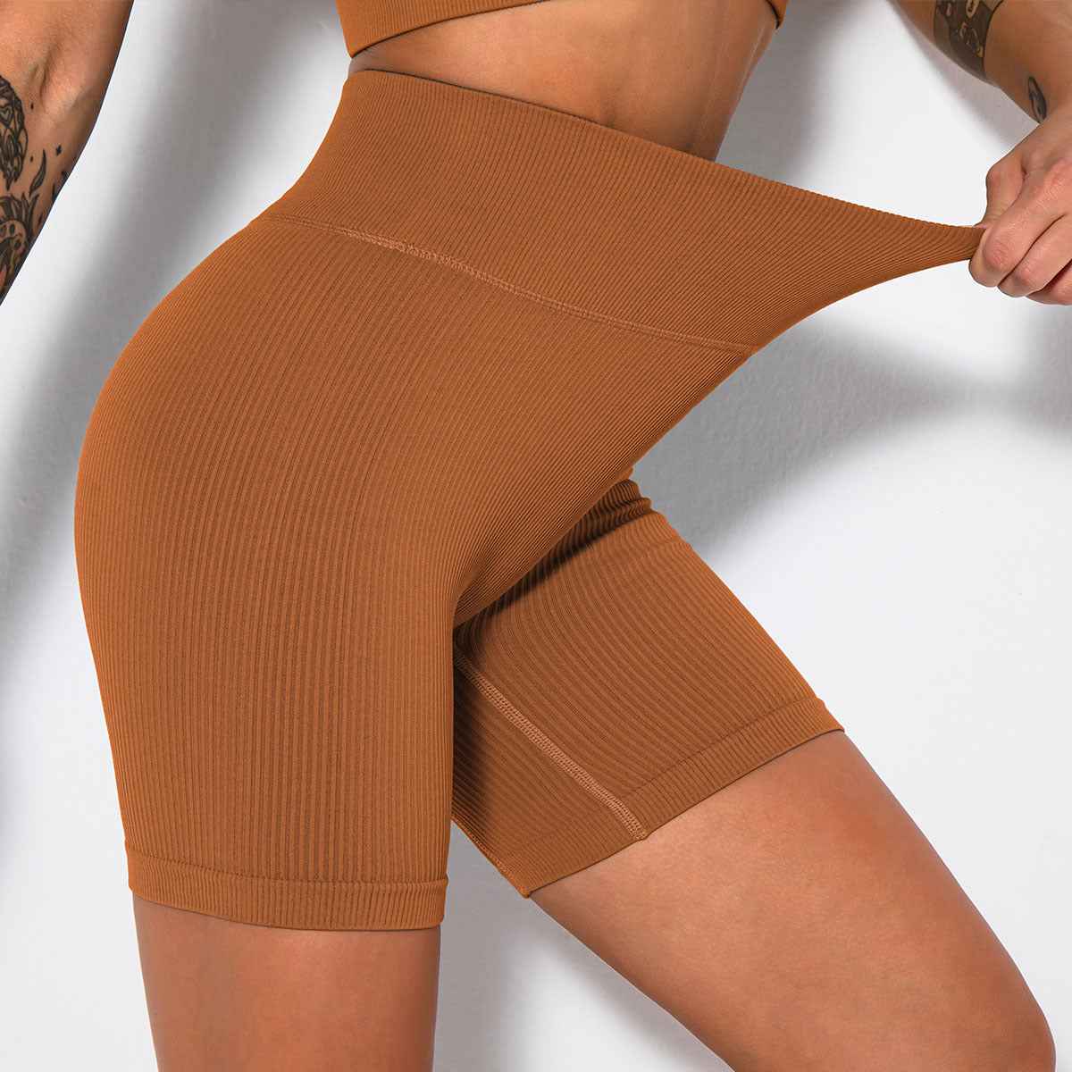 Seamless Knitted Sexy Sports Short-sleeved Shorts Yoga Wear Fitness Suit