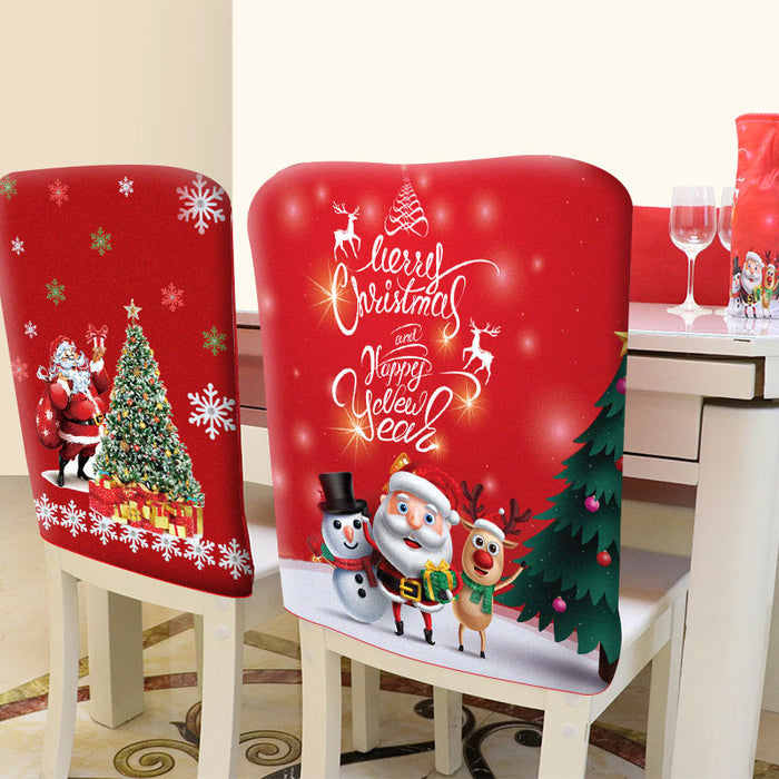 Housse de chaise et de table de Noël, impression décorative de dessin animé, housse de chaise de Noël, housse de siège