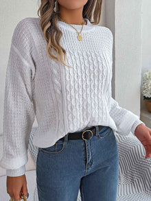 Women's Cable-Knit Lantern-Sleeve Pullover Sweater