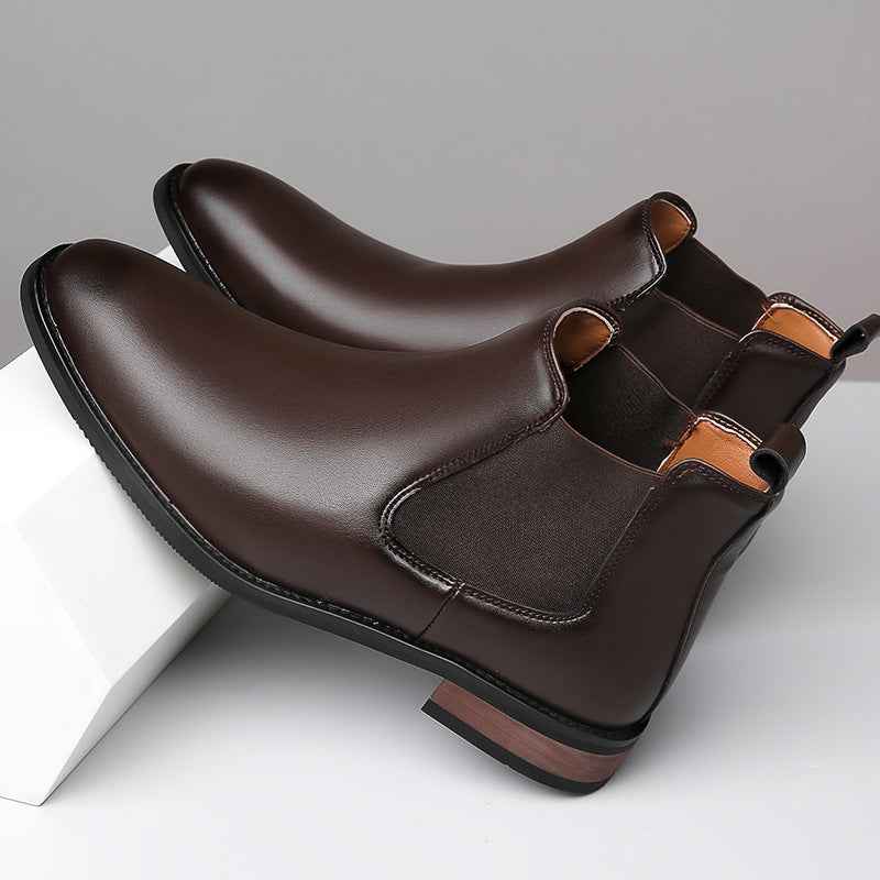 Chelsea Men's High-top Casual Business Wear Pointed Leather Boots