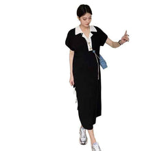 Artistic Korean-style Fashionable Elegant Lapel Maternity Dress