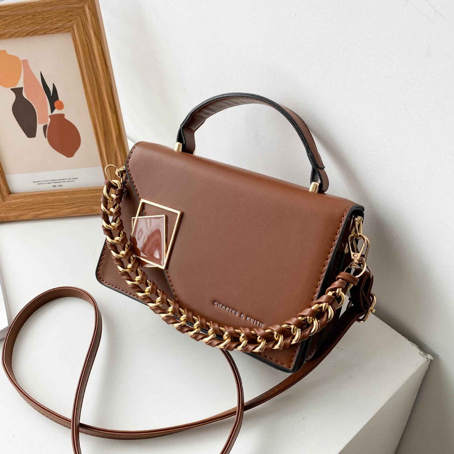 Chain Shoulder Crossbody Bag Handheld Small Square Bag