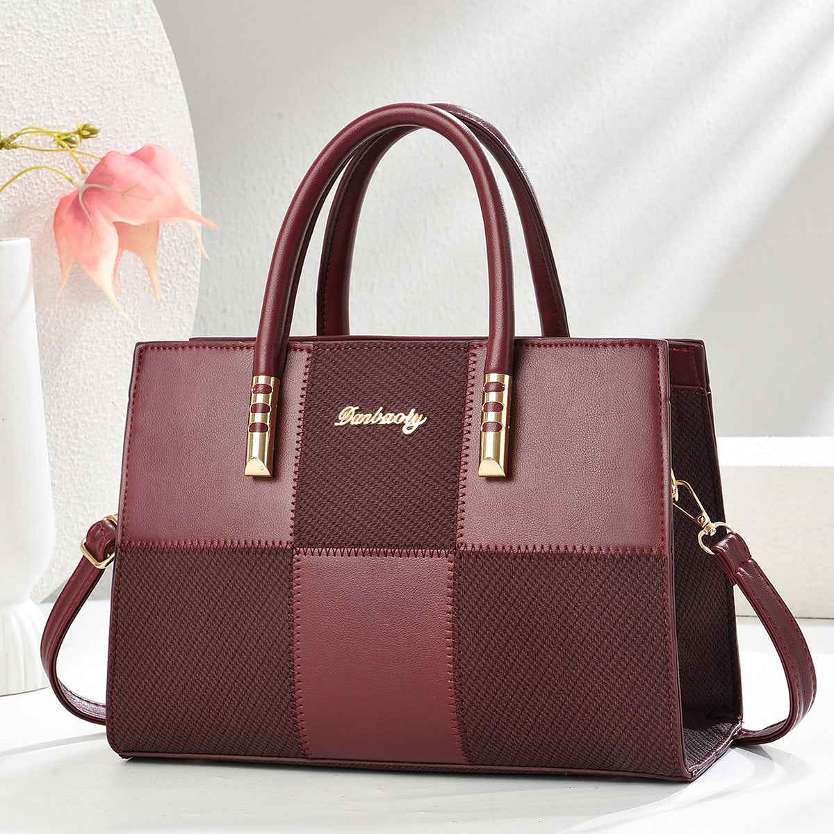 New Stylish Large-capacity Womens Tote Bag With A Bold Color-block Patchwork Design