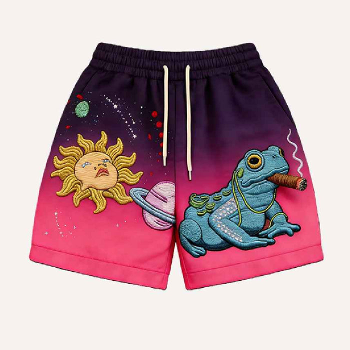 Shorts décontractés amples à imprimé rétro pour hommes