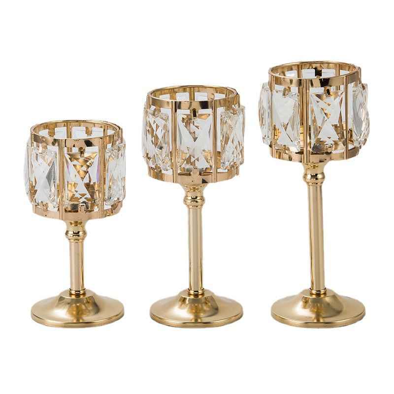 Crystal Candle Holder Creative Decoration Restaurant Metal Glass