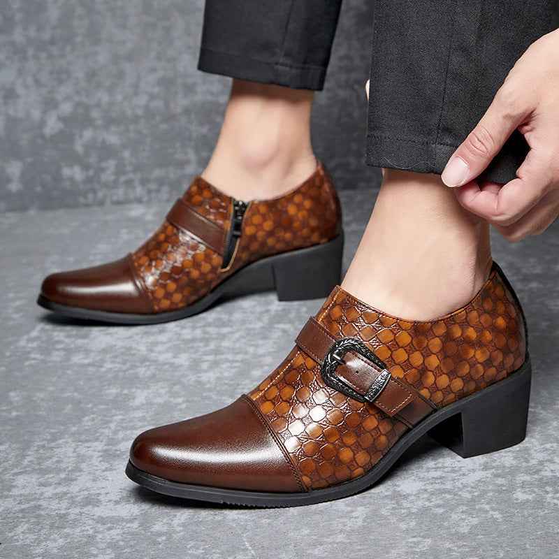 New Casual Shoes Fashionable Snakeskin Cuban Leather Shoes For Men