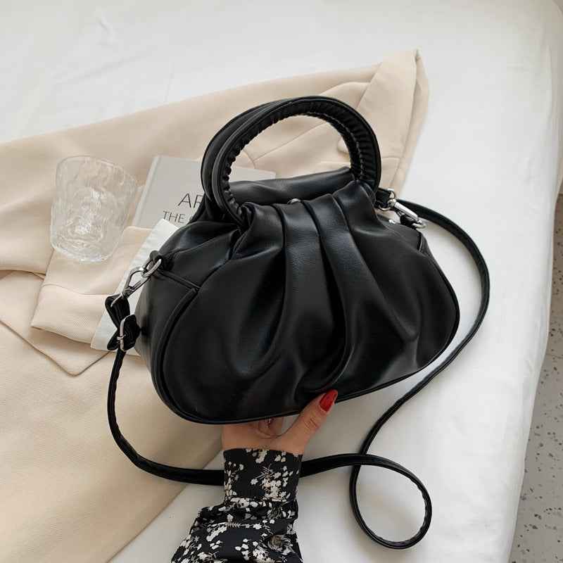 Versatile Womens Retro Cloud-Print Pleated Shoulder Crossbody Bag
